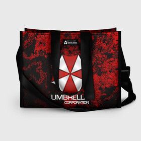 Сумка-шоппер 3D с принтом UMBRELLA CORP в Новосибирске, 100% полиэстер | застегивается на металлическую кнопку; внутренний карман застегивается на молнию. Стенки укреплены специальным мягким материалом, чтобы защитить содержимое от несильных ударов
 | biohazard | biohazard 7 | crocodile | fang | game | hand | monster | new umbrella | resident evil | resident evil 7 | umbrella | umbrella corp | umbrella corporation | zombie | обитель