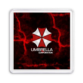 Магнит 55*55 с принтом UMBRELLA CORP в Новосибирске, Пластик | Размер: 65*65 мм; Размер печати: 55*55 мм | biohazard | biohazard 7 | crocodile | fang | game | hand | monster | new umbrella | resident evil | resident evil 7 | umbrella | umbrella corp | umbrella corporation | zombie | обитель