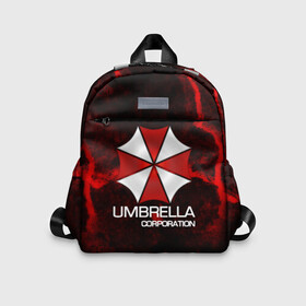 Детский рюкзак 3D с принтом UMBRELLA CORP в Новосибирске, 100% полиэстер | лямки с регулируемой длиной, сверху петелька, чтобы рюкзак можно было повесить на вешалку. Основное отделение закрывается на молнию, как и внешний карман. Внутри дополнительный карман. По бокам два дополнительных кармашка | biohazard | biohazard 7 | crocodile | fang | game | hand | monster | new umbrella | resident evil | resident evil 7 | umbrella | umbrella corp | umbrella corporation | zombie | обитель