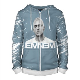 Мужская толстовка 3D на молнии с принтом EMINEM. в Новосибирске, 100% полиэстер | длина до линии бедра, манжеты и пояс оформлены мягкой тканевой резинкой, двухслойный капюшон со шнурком для регулировки, спереди молния, по бокам два кармана | eminem | marshall bruce mathers | music to be murdered by | rap | американский рэпер | зарубежный реп | маршалл брюс мэтерс | музыка | реп | рэпер | эм | эминем