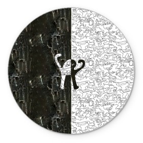 Коврик для мышки круглый с принтом ЪУЪ в Новосибирске, резина и полиэстер | круглая форма, изображение наносится на всю лицевую часть | 3d | звезды | зло | кот | лого | логотип | надпись | ъуъ | ъуъ съука | эмблема