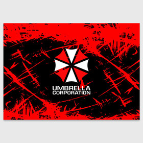 Поздравительная открытка с принтом UMBRELLA CORPORATION. в Новосибирске, 100% бумага | плотность бумаги 280 г/м2, матовая, на обратной стороне линовка и место для марки
 | corp | corporation | resident evil | umbrella | umbrella corporation | зомби апокалипсис | зонт | игра