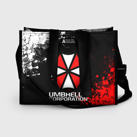 Сумка-шоппер 3D с принтом UMBRELLA CORPORATION в Новосибирске, 100% полиэстер | застегивается на металлическую кнопку; внутренний карман застегивается на молнию. Стенки укреплены специальным мягким материалом, чтобы защитить содержимое от несильных ударов
 | corp | corporation | resident evil | umbrella | umbrella corporation | зомби апокалипсис | зонт | игра