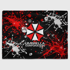 Плед 3D с принтом UMBRELLA CORPORATION. в Новосибирске, 100% полиэстер | закругленные углы, все края обработаны. Ткань не мнется и не растягивается | corp | corporation | resident evil | umbrella | umbrella corporation | зомби апокалипсис | зонт | игра