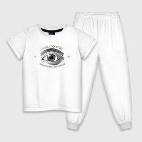 Детская пижама хлопок с принтом Novus Ordo Seclorum в Новосибирске, 100% хлопок |  брюки и футболка прямого кроя, без карманов, на брюках мягкая резинка на поясе и по низу штанин
 | america | dollar | eye | illuminati | mason | usa | америка | глаз | доллар | иллюминаты | масоны | сша