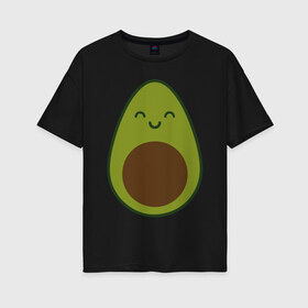 Женская футболка хлопок Oversize с принтом Авокадо (+спина) в Новосибирске, 100% хлопок | свободный крой, круглый ворот, спущенный рукав, длина до линии бедер
 | avocado | vegan | vegetarian | авокадо | веган | вегетарианство