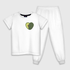 Детская пижама хлопок с принтом Avocado Heart в Новосибирске, 100% хлопок |  брюки и футболка прямого кроя, без карманов, на брюках мягкая резинка на поясе и по низу штанин
 | avocado | vegan | vegetarian | авокадо | веган | вегетарианство