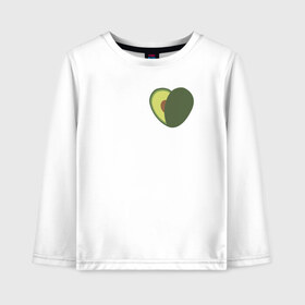 Детский лонгслив хлопок с принтом Avocado Heart в Новосибирске, 100% хлопок | круглый вырез горловины, полуприлегающий силуэт, длина до линии бедер | avocado | vegan | vegetarian | авокадо | веган | вегетарианство