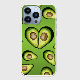 Чехол для iPhone 13 Pro с принтом Люблю авокадо в Новосибирске,  |  | Тематика изображения на принте: food | green | vegetarian | вегетарианец | влюбленность | влюбленные | вместе навсегда | девушке | здоровый | здоровый образ жизни | зелень | кружка | любимая | любимый | люблю | май | натуральный