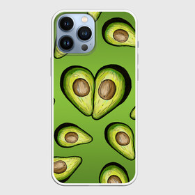 Чехол для iPhone 13 Pro Max с принтом Люблю авокадо в Новосибирске,  |  | Тематика изображения на принте: food | green | vegetarian | вегетарианец | влюбленность | влюбленные | вместе навсегда | девушке | здоровый | здоровый образ жизни | зелень | кружка | любимая | любимый | люблю | май | натуральный