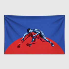 Флаг-баннер с принтом Борьба в Новосибирске, 100% полиэстер | размер 67 х 109 см, плотность ткани — 95 г/м2; по краям флага есть четыре люверса для крепления | sport | wrestling | борьба | вольная | греко римская | единоборство | спорт