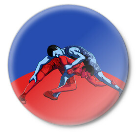 Значок с принтом Борьба в Новосибирске,  металл | круглая форма, металлическая застежка в виде булавки | sport | wrestling | борьба | вольная | греко римская | единоборство | спорт