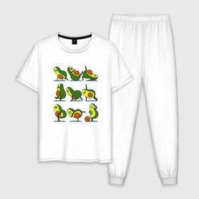 Мужская пижама хлопок с принтом Авокадо в Новосибирске, 100% хлопок | брюки и футболка прямого кроя, без карманов, на брюках мягкая резинка на поясе и по низу штанин
 | art | avogato | fitness | авокадо | арт | фитнесс