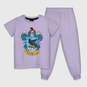 Детская пижама хлопок с принтом Coat of Ravenclaw в Новосибирске, 100% хлопок |  брюки и футболка прямого кроя, без карманов, на брюках мягкая резинка на поясе и по низу штанин
 | vdgerir | гарри поттер | гриффиндор | дамблдор | добби | слизерин | хогвартс