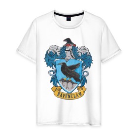 Мужская футболка хлопок с принтом Coat of Ravenclaw в Новосибирске, 100% хлопок | прямой крой, круглый вырез горловины, длина до линии бедер, слегка спущенное плечо. | vdgerir | гарри поттер | гриффиндор | дамблдор | добби | слизерин | хогвартс