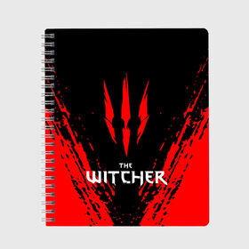 Тетрадь с принтом THE WITCHER в Новосибирске, 100% бумага | 48 листов, плотность листов — 60 г/м2, плотность картонной обложки — 250 г/м2. Листы скреплены сбоку удобной пружинной спиралью. Уголки страниц и обложки скругленные. Цвет линий — светло-серый
 | geralt | the witcher | the witcher wild hunt | witcher | ведьмак | ведьмак 3 | геральт | сериал