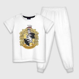 Детская пижама хлопок с принтом Coat of Hufflepuff в Новосибирске, 100% хлопок |  брюки и футболка прямого кроя, без карманов, на брюках мягкая резинка на поясе и по низу штанин
 | vdgerir | гарри поттер | гриффиндор | дамблдор | добби | слизерин | хогвартс