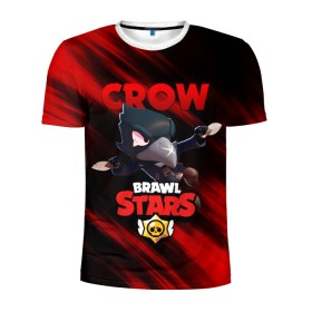 Мужская футболка 3D спортивная с принтом BRAWL STARS CROW в Новосибирске, 100% полиэстер с улучшенными характеристиками | приталенный силуэт, круглая горловина, широкие плечи, сужается к линии бедра | bibi | brawl stars | crow | el brown | leon | leon shark | max | sally leon | shark | stars | werewolf | акула | биби | ворон | леон | оборотень