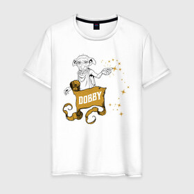 Мужская футболка хлопок с принтом Dobby в Новосибирске, 100% хлопок | прямой крой, круглый вырез горловины, длина до линии бедер, слегка спущенное плечо. | vdgerir | гарри поттер | гриффиндор | дамблдор | добби | слизерин | хогвартс