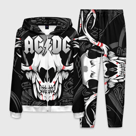 Мужской костюм 3D с принтом AC/DC в Новосибирске, 100% полиэстер | Манжеты и пояс оформлены тканевой резинкой, двухслойный капюшон со шнурком для регулировки, карманы спереди | Тематика изображения на принте: ac dc | acdc | back in black | columbia | epic | force | guitar | pop | rock | vevo | ангус | блюз | рок | хард | янг