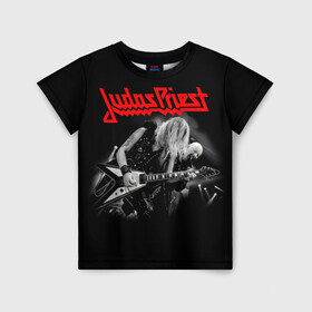 Детская футболка 3D с принтом JUDAS PRIEST. в Новосибирске, 100% гипоаллергенный полиэфир | прямой крой, круглый вырез горловины, длина до линии бедер, чуть спущенное плечо, ткань немного тянется | firepower | judas priest | бог металла | джудас прист | иуда прист | музыка | роб хэлфорд | рок | рок н ролл | хэви метал