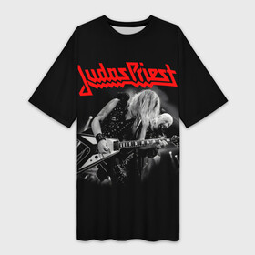 Платье-футболка 3D с принтом JUDAS PRIEST. в Новосибирске,  |  | firepower | judas priest | бог металла | джудас прист | иуда прист | музыка | роб хэлфорд | рок | рок н ролл | хэви метал