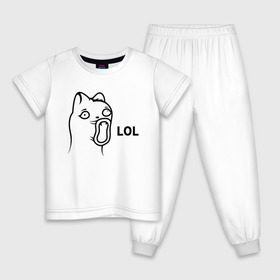 Детская пижама хлопок с принтом Cat Troll Face в Новосибирске, 100% хлопок |  брюки и футболка прямого кроя, без карманов, на брюках мягкая резинка на поясе и по низу штанин
 | Тематика изображения на принте: 