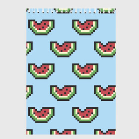 Скетчбук с принтом Пиксельный арбуз в Новосибирске, 100% бумага
 | 48 листов, плотность листов — 100 г/м2, плотность картонной обложки — 250 г/м2. Листы скреплены сверху удобной пружинной спиралью | minecraft | арбуз | арбузы | майнкрафт | пиксели | пиксель | фрукт | фрукты | ягода | ягоды