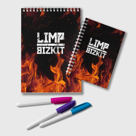 Блокнот с принтом LIMP BIZKIT в Новосибирске, 100% бумага | 48 листов, плотность листов — 60 г/м2, плотность картонной обложки — 250 г/м2. Листы скреплены удобной пружинной спиралью. Цвет линий — светло-серый
 | Тематика изображения на принте: dj lethal | limp bizkit | rock | джон отто | лимп бизкит | майк смит | музыка | роб уотерс | рок | сэм риверс | терри бальзамо | уэс борланд | фред дёрст