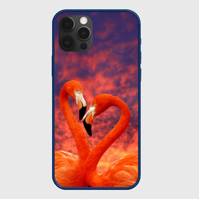 Чехол для iPhone 12 Pro с принтом Flamingo Love в Новосибирске, силикон | область печати: задняя сторона чехла, без боковых панелей | Тематика изображения на принте: 14 февраля | 8 марта | валентинов день | верность | влюбленность | влюбленные | вместе | вместе навсегда | девушке | женат | женский день | женский праздник | закат | замужем | кружка | любимая