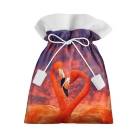 Подарочный 3D мешок с принтом Flamingo Love в Новосибирске, 100% полиэстер | Размер: 29*39 см | 14 февраля | 8 марта | валентинов день | верность | влюбленность | влюбленные | вместе | вместе навсегда | девушке | женат | женский день | женский праздник | закат | замужем | кружка | любимая