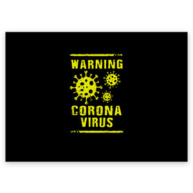 Поздравительная открытка с принтом Warning Corona Virus в Новосибирске, 100% бумага | плотность бумаги 280 г/м2, матовая, на обратной стороне линовка и место для марки
 | Тематика изображения на принте: 2019 | 2019 ncov | 2020 | corona | coronavirus | market | ncov | pneumonia | seafood | virus | warning | wuhan | вирус | внимание | китай | коронавирус | осторожно | ухань | уханьский коронавирус | штамм