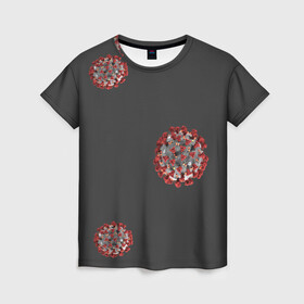 Женская футболка 3D с принтом Коронавирус в Новосибирске, 100% полиэфир ( синтетическое хлопкоподобное полотно) | прямой крой, круглый вырез горловины, длина до линии бедер | вирус | катастрофа | китай | коронавирус | пандемия | эпидемия