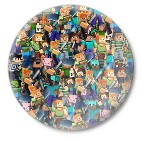 Значок с принтом MINECRAFT ПЕРСОНАЖИ в Новосибирске,  металл | круглая форма, металлическая застежка в виде булавки | Тематика изображения на принте: game | minecraft | блоки | игра | квадраты | компьютерная игра | крипер | майнкрафт | персонажи
