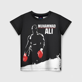 Детская футболка 3D с принтом Muhammad Ali в Новосибирске, 100% гипоаллергенный полиэфир | прямой крой, круглый вырез горловины, длина до линии бедер, чуть спущенное плечо, ткань немного тянется | Тематика изображения на принте: ali | muhammad ali | the greatest | али | бокс | мухамед али | мухаммед али