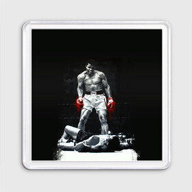 Магнит 55*55 с принтом Muhammad Ali в Новосибирске, Пластик | Размер: 65*65 мм; Размер печати: 55*55 мм | Тематика изображения на принте: ali | muhammad ali | the greatest | али | бокс | мухамед али | мухаммед али