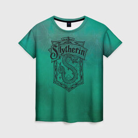 Женская футболка 3D с принтом Coat of Slytherin в Новосибирске, 100% полиэфир ( синтетическое хлопкоподобное полотно) | прямой крой, круглый вырез горловины, длина до линии бедер | vdgerir | гарри поттер | гриффиндор | дамблдор | добби | слизерин | хогвартс