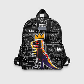 Детский рюкзак 3D с принтом Basquiat Dinosaur в Новосибирске, 100% полиэстер | лямки с регулируемой длиной, сверху петелька, чтобы рюкзак можно было повесить на вешалку. Основное отделение закрывается на молнию, как и внешний карман. Внутри дополнительный карман. По бокам два дополнительных кармашка | art | louis vuitton | lv