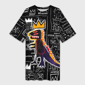 Платье-футболка 3D с принтом Basquiat Dinosaur в Новосибирске,  |  | Тематика изображения на принте: art | louis vuitton | lv