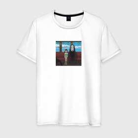 Мужская футболка хлопок с принтом Унесённая призраками в Новосибирске, 100% хлопок | прямой крой, круглый вырез горловины, длина до линии бедер, слегка спущенное плечо. | безликий | драма | приключения | тихиро | унесённая призраками | фэнтези | хаяо миядзаки | япония
