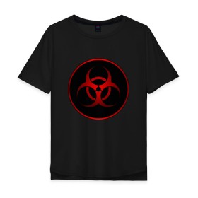 Мужская футболка хлопок Oversize с принтом Biohazard в Новосибирске, 100% хлопок | свободный крой, круглый ворот, “спинка” длиннее передней части | biohazard | бактерии | бактерия | биологическая опасность | вирус | вирусы | заражение | зараза | заразный | знак | микроб | микробы | опасно | опасность | предупреждение | эпидемия
