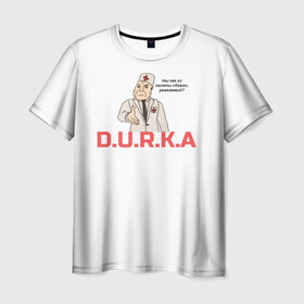 Мужская футболка 3D с принтом Дурка в Новосибирске, 100% полиэфир | прямой крой, круглый вырез горловины, длина до линии бедер | durka | shiza | биполяра | болярное расстройво | дурка | мемы | палата | рубашка | шиза | шизоид