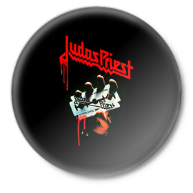 Значок с принтом Judas Priest в Новосибирске,  металл | круглая форма, металлическая застежка в виде булавки | judas | priest | грув метал | группа | рок | хард рок | хеви метал