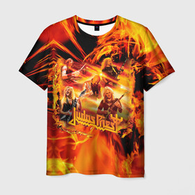 Мужская футболка 3D с принтом Judas Priest в Новосибирске, 100% полиэфир | прямой крой, круглый вырез горловины, длина до линии бедер | Тематика изображения на принте: judas | priest | грув метал | группа | рок | хард рок | хеви метал