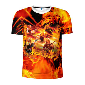 Мужская футболка 3D спортивная с принтом Judas Priest в Новосибирске, 100% полиэстер с улучшенными характеристиками | приталенный силуэт, круглая горловина, широкие плечи, сужается к линии бедра | judas | priest | грув метал | группа | рок | хард рок | хеви метал