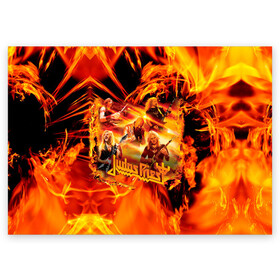 Поздравительная открытка с принтом Judas Priest в Новосибирске, 100% бумага | плотность бумаги 280 г/м2, матовая, на обратной стороне линовка и место для марки
 | judas | priest | грув метал | группа | рок | хард рок | хеви метал