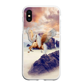Чехол для iPhone XS Max матовый с принтом Sea Sunset Horse в Новосибирске, Силикон | Область печати: задняя сторона чехла, без боковых панелей | вечернее небо | закат | конь | крылатый | крылья | легенды | летающий | лошадь | мистический | мифология | мифы | море | морской | облака | облачность | пегас | плед | погода | подушка | скалы | сумка