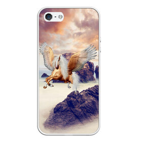 Чехол для iPhone 5/5S матовый с принтом Sea Sunset Horse в Новосибирске, Силикон | Область печати: задняя сторона чехла, без боковых панелей | вечернее небо | закат | конь | крылатый | крылья | легенды | летающий | лошадь | мистический | мифология | мифы | море | морской | облака | облачность | пегас | плед | погода | подушка | скалы | сумка