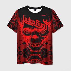 Мужская футболка 3D с принтом Judas Priest в Новосибирске, 100% полиэфир | прямой крой, круглый вырез горловины, длина до линии бедер | breaking the law | judas priest | live | painkiller | гленн типтон | грув | метал | роб хэлфорд | рок | тим оуэнс | хард | хеви