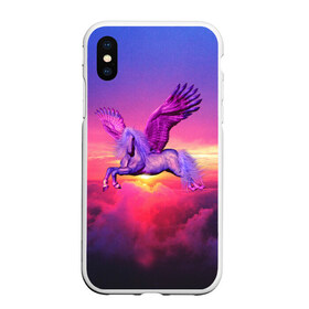 Чехол для iPhone XS Max матовый с принтом Dusk Sky Horse в Новосибирске, Силикон | Область печати: задняя сторона чехла, без боковых панелей | высота | закат | конь | крылья | легенды | летать | летающий | лошадь | мистический | мифология | мифы | небесный | небо | облака | облач | пегас | плед | подушка | полет | пурпурный | сумерки | сумка